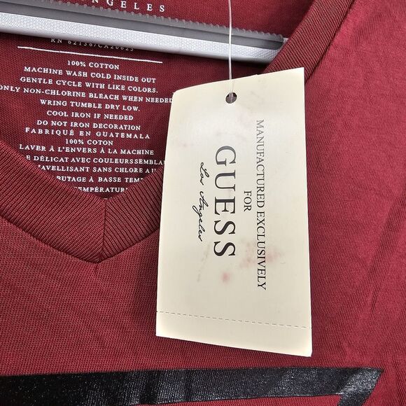 NEW Guess Womens Top Large Cap Sleeve Pinot‎ Noir Cotton New York Logo - Picture 5 of 11